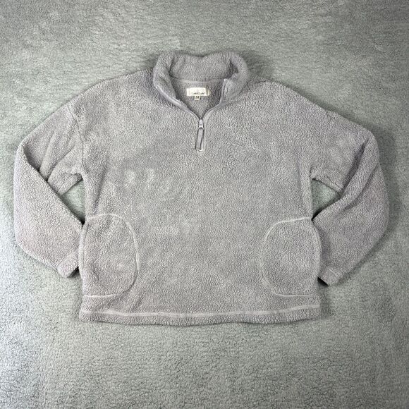 Cuddl Duds Sweater Womens‎ Medium Gray 1/4 Zip Sweatshirt Sherpa Soft Teddy Pile - Picture 1 of 7